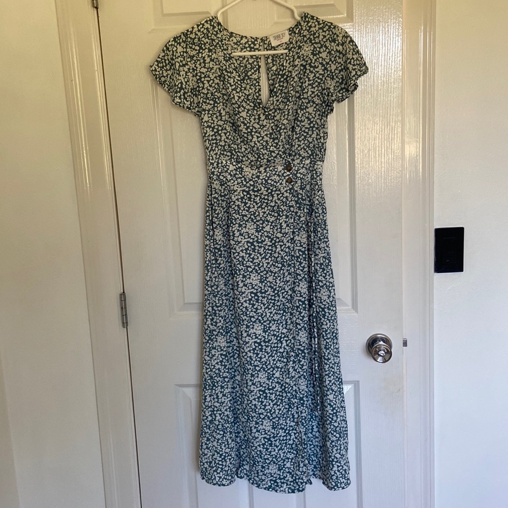 Sienna Sky Blue and White Flutter Sleeve Sundress